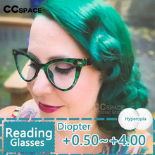 Carica l&#39;immagine nel visualizzatore di Gallery, R55584 Retro Female Optical Anti Blue Ray Presbyopia Glasses Green Leopard Computer Eyewear Frame Prescription Glasses.+50~+100
