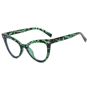 R55584 Retro Female Optical Anti Blue Ray Presbyopia Glasses Green Leopard Computer Eyewear Frame Prescription Glasses.+50~+100