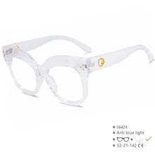 Carica l&#39;immagine nel visualizzatore di Gallery, R56429 Brand Design Large Frame Square Reading Eyes +1.00 +2.00 +3.00 Women&#39;s Luxury Riveted Presbyopia Glasses