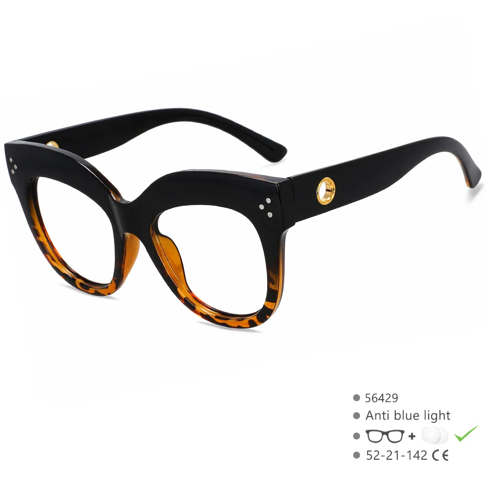 R56429 Brand Design Large Frame Square Reading Eyes +1.00 +2.00 +3.00 Women's Luxury Riveted Presbyopia Glasses