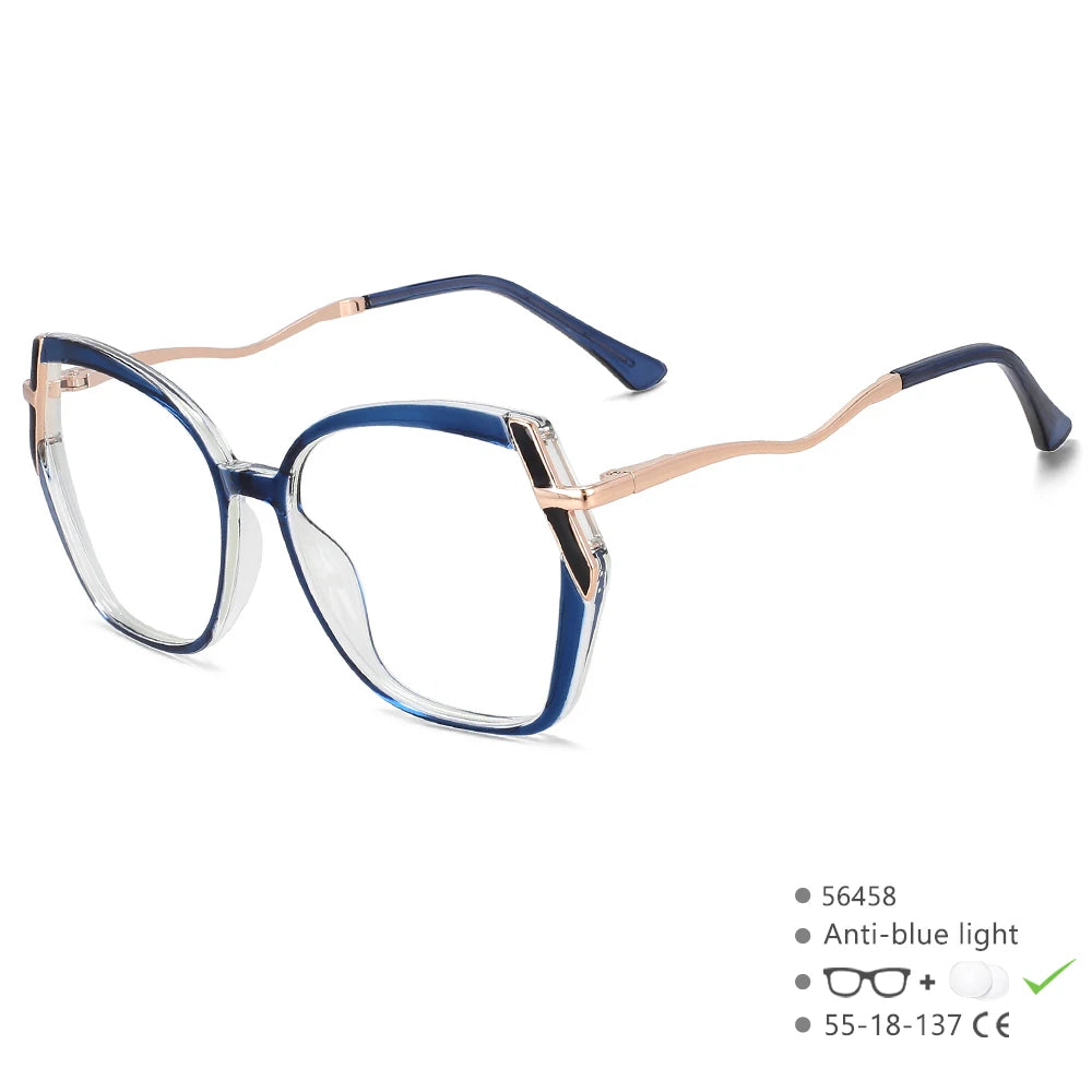 R56458 Metal Large Size Reading Glasses +1.00 +2.00 +3.00 Irregularity Frame Presbyopic Glasses Prescription Glasses