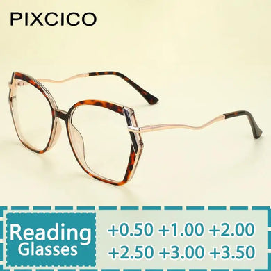 R56458 Metal Large Size Reading Glasses +1.00 +2.00 +3.00 Irregularity Frame Presbyopic Glasses Prescription Glasses