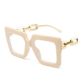 R56464 Oversized Frame Square Women's Reading Mirror +1.00 +2.00 +3.00 Leg Chain Hollowed Out Design Presbyopia Glasses