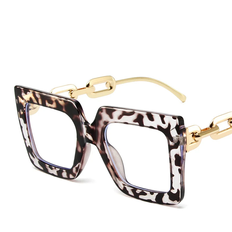R56464 Oversized Frame Square Women's Reading Mirror +1.00 +2.00 +3.00 Leg Chain Hollowed Out Design Presbyopia Glasses