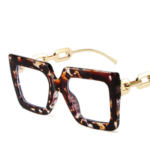 R56464 Oversized Frame Square Women's Reading Mirror +1.00 +2.00 +3.00 Leg Chain Hollowed Out Design Presbyopia Glasses