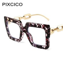 Carica l&#39;immagine nel visualizzatore di Gallery, R56464 Oversized Frame Square Women&#39;s Reading Mirror +1.00 +2.00 +3.00 Leg Chain Hollowed Out Design Presbyopia Glasses