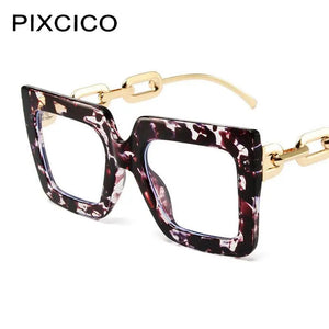 R56464 Oversized Frame Square Women's Reading Mirror +1.00 +2.00 +3.00 Leg Chain Hollowed Out Design Presbyopia Glasses