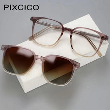 Load image into Gallery viewer, R56532 Ladies Square Reading Glasses +100~+300 Polarized Magnetic Clip Women Presbyopic Glasses