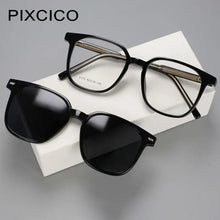 Load image into Gallery viewer, R56532 Ladies Square Reading Glasses +100~+300 Polarized Magnetic Clip Women Presbyopic Glasses