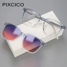 Load image into Gallery viewer, R56532 Ladies Square Reading Glasses +100~+300 Polarized Magnetic Clip Women Presbyopic Glasses