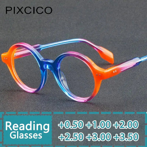 R56719 High Quality Acetate Reading Glasses +1.00 +2.00 +3.00 Men Women Retro Rivet Spring Hinge Presbyopic Glasses