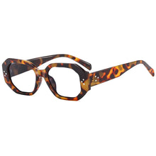 Load image into Gallery viewer, R57030 New Polygon Rivet Reading Eyeglass Women Popular Leopard Clear Glasses Trend Presbyopic Spectacle Dioptric +0.5~+3.5