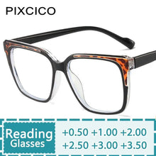 Load image into Gallery viewer, R57121 Retro Splicing Color Reading Glasses Dioptric +50 +100 +300 Lady Large Size Tr90 Optical Presbyopic Eyewear