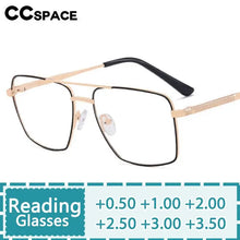 Load image into Gallery viewer, R57288 Metal Reading Glasses Women Trend Square Hollow Out Optical Presbyopic Eyewear Dioptric +50~+300 Men Pilot Eyeglass