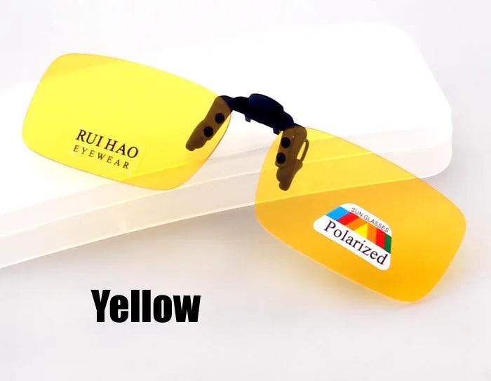 RUI HAO EYEWEAR Brand Small Clip on Sunglasses Polarized Sun Glasses Driving Eyeglasses Grey Brown Yellow Clip on Sunglasses