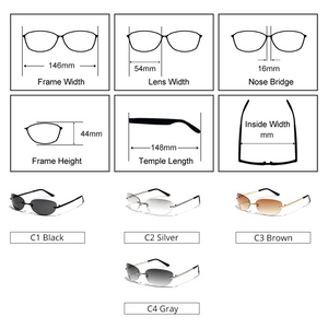 Ralferty Cool Rimless Cat Eye Sunglasses Men Women UV400  Vintage Designer Steampunk Black Sun Glasses Male Retro Shades