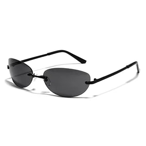 Ralferty Cool Rimless Cat Eye Sunglasses Men Women UV400  Vintage Designer Steampunk Black Sun Glasses Male Retro Shades