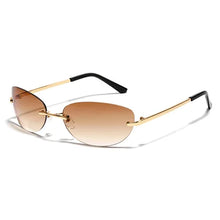 Load image into Gallery viewer, Ralferty Cool Rimless Cat Eye Sunglasses Men Women UV400  Vintage Designer Steampunk Black Sun Glasses Male Retro Shades