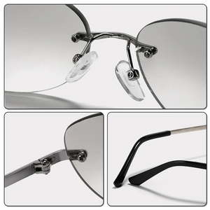 Ralferty Cool Rimless Cat Eye Sunglasses Men Women UV400  Vintage Designer Steampunk Black Sun Glasses Male Retro Shades