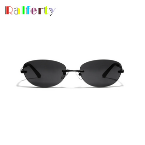 Ralferty Cool Rimless Cat Eye Sunglasses Men Women UV400  Vintage Designer Steampunk Black Sun Glasses Male Retro Shades