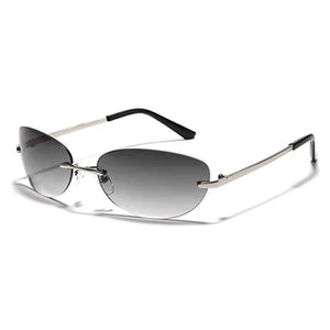 Ralferty Cool Rimless Cat Eye Sunglasses Men Women UV400  Vintage Designer Steampunk Black Sun Glasses Male Retro Shades