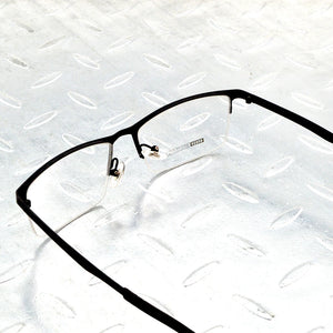 Rectangle Half-rim Titanium Alloy Simple Business Style Men Black Color Optical Glasses Frame Eyeglasses Eyeframe Eyewear