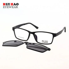 Load image into Gallery viewer, Rectangle Optical Eyeglasses Frame And Magnetic Clip on Sunglasses Spectacles Glasses Frame Prescription Glasses  2076