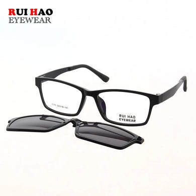 Rectangle Optical Eyeglasses Frame And Magnetic Clip on Sunglasses Spectacles Glasses Frame Prescription Glasses  2076