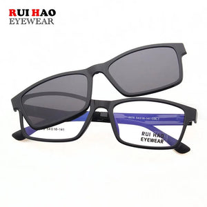 Rectangle Optical Eyeglasses Frame And Magnetic Clip on Sunglasses Spectacles Glasses Frame Prescription Glasses  2076