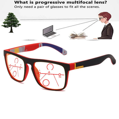 Rectangular Outdoor Trend Square Oversized Frame Comfortable Progressive Multifocal Reading Glasses +0.75 To +4