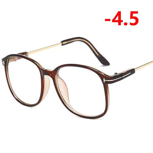 Retro Big Frame Oversized Finished Myopia Eyeglasses Women Men Eye Glasses Short-sighted Spectacle  -1.0 -1.5 -2.0 -2.5 To -6.0