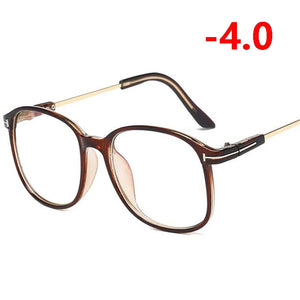 Retro Big Frame Oversized Finished Myopia Eyeglasses Women Men Eye Glasses Short-sighted Spectacle  -1.0 -1.5 -2.0 -2.5 To -6.0