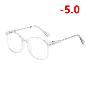 Retro Big Frame Oversized Finished Myopia Eyeglasses Women Men Eye Glasses Short-sighted Spectacle  -1.0 -1.5 -2.0 -2.5 To -6.0