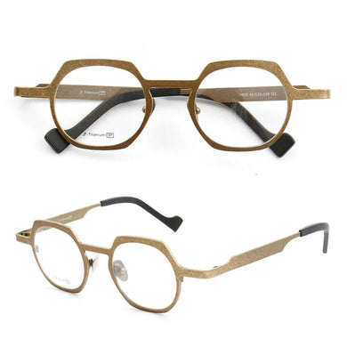 Retro Geometric Men Titanium Glasses Frames Round Women Metal Eyeglasses Optical Spectacles Green Fashion Square Rx Eyewear Blue