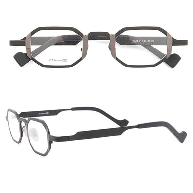 Retro Men Square Glasses Frame Women Optical Eyeglass Frame Pure Titanium Light Metal Octagon Rectangular Prescription Spectacle