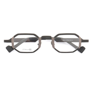 Retro Men Square Glasses Frame Women Optical Eyeglass Frame Pure Titanium Light Metal Octagon Rectangular Prescription Spectacle