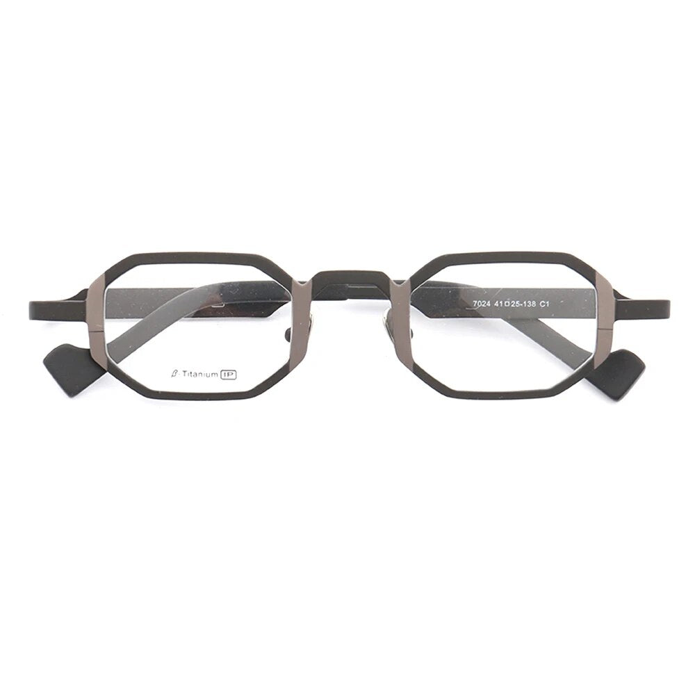 Retro Men Square Glasses Frame Women Optical Eyeglass Frame Pure Titanium Light Metal Octagon Rectangular Prescription Spectacle