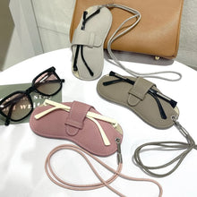 Load image into Gallery viewer, Retro PU Leather Glasses Bag Portable Myopia Frame Protector Simple Hanging Neck Wrist Sunglasses Case Storage Box