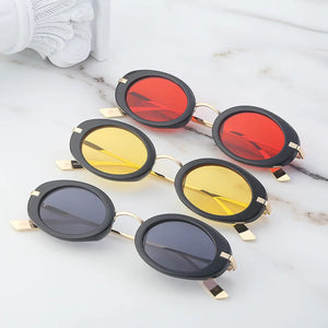 Retro Punk Men Oval Sunglasses Women  Clear Ocean Lens Shades UV400 Men Trending Sun Glasses