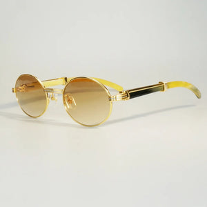 Retro Raw Impression Buffalo Horn Men's Sunglasses  Mens Sun Glasses Carter Oval Myopia Lentes De Sol Reading Glasses