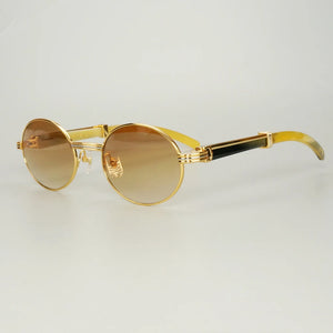 Retro Raw Impression Buffalo Horn Men's Sunglasses  Mens Sun Glasses Carter Oval Myopia Lentes De Sol Reading Glasses