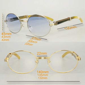 Retro Raw Impression Buffalo Horn Men's Sunglasses  Mens Sun Glasses Carter Oval Myopia Lentes De Sol Reading Glasses