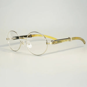 Retro Raw Impression Buffalo Horn Men's Sunglasses  Mens Sun Glasses Carter Oval Myopia Lentes De Sol Reading Glasses