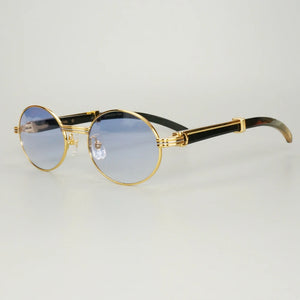 Retro Raw Impression Buffalo Horn Men's Sunglasses  Mens Sun Glasses Carter Oval Myopia Lentes De Sol Reading Glasses