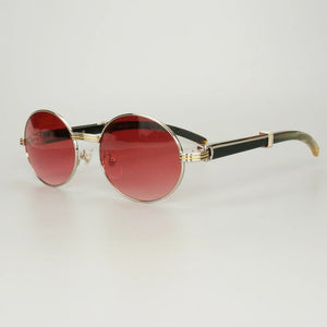 Retro Raw Impression Buffalo Horn Men's Sunglasses  Mens Sun Glasses Carter Oval Myopia Lentes De Sol Reading Glasses