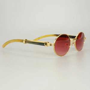 Retro Raw Impression Buffalo Horn Men's Sunglasses  Mens Sun Glasses Carter Oval Myopia Lentes De Sol Reading Glasses