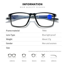 Load image into Gallery viewer, Retro Reading Glasses Men TR90 Sports Spring Leg Presbyopia Eyeglasses +1.0 To +4.0 Optical Lenses for Women Blue Light Eyewear