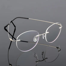 Load image into Gallery viewer, Retro Round Foldable Ultra-light Memory Titanium Alloy Myopia Eyeglasses Rimless Elasticity Optical Glasses Frame Men Eyewear