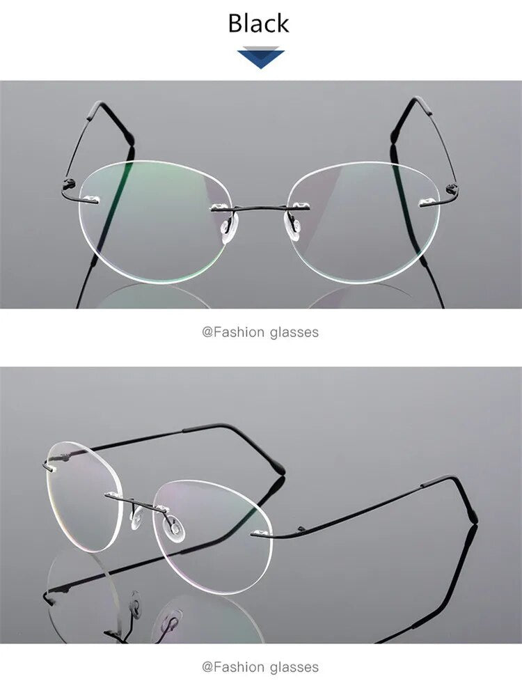 Retro Round Foldable Ultra-light Memory Titanium Alloy Myopia Eyeglasses Rimless Elasticity Optical Glasses Frame Men Eyewear