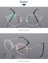 Load image into Gallery viewer, Retro Round Foldable Ultra-light Memory Titanium Alloy Myopia Eyeglasses Rimless Elasticity Optical Glasses Frame Men Eyewear